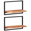 vidaXL Estantes de pared 2 unidades madera maciza acacia 60x25x35 cm