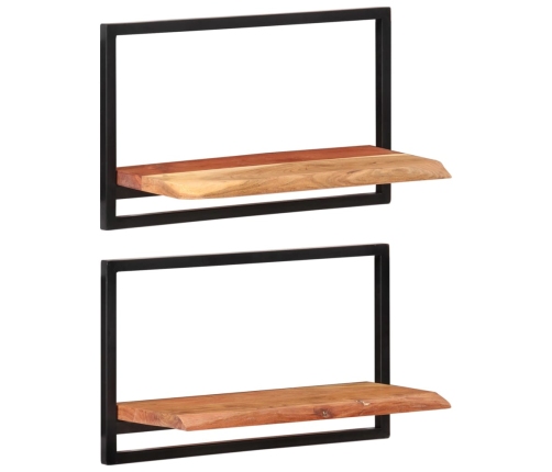 vidaXL Estantes de pared 2 unidades madera maciza acacia 60x25x35 cm