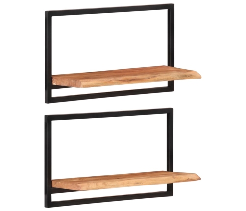 vidaXL Estantes de pared 2 unidades madera maciza acacia 60x25x35 cm