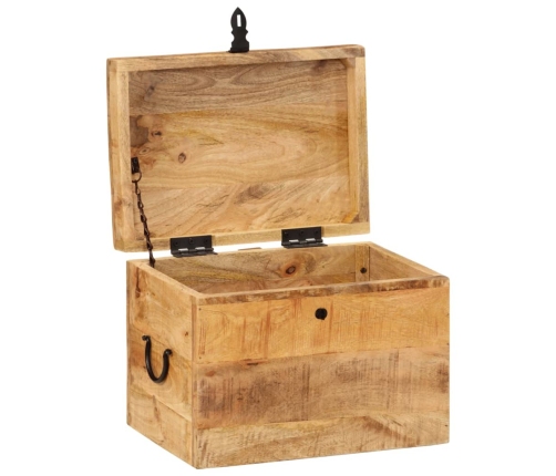 Caja de almacenaje madera maciza de mango 39x28x31 cm