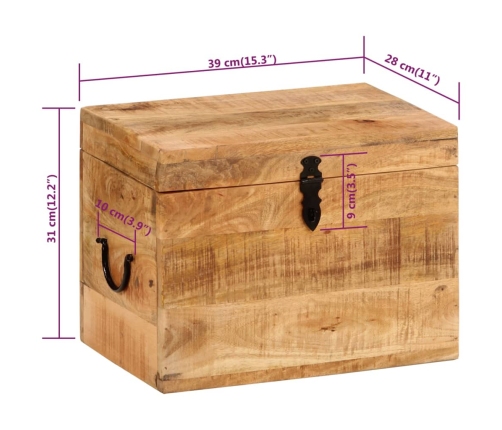 Caja de almacenaje madera maciza de mango 39x28x31 cm