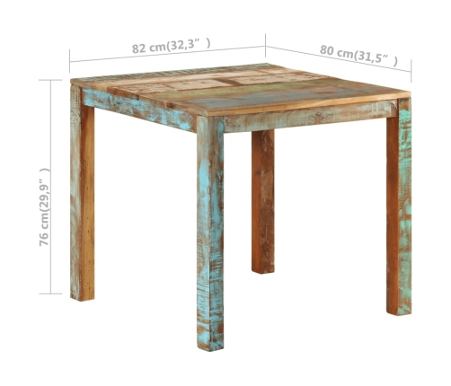 Mesa de comedor de madera maciza reciclada 82x80x76 cm