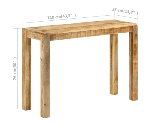 Mesa consola de madera de mango rugosa 110x35x76 cm