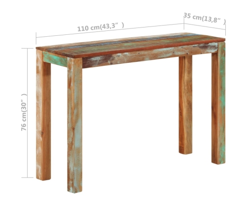 Mesa consola de madera maciza reciclada 110x35x76 cm