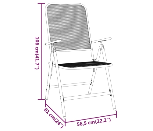 vidaXL Silla jardín plegable 4 uds antracita malla metálica ampliada