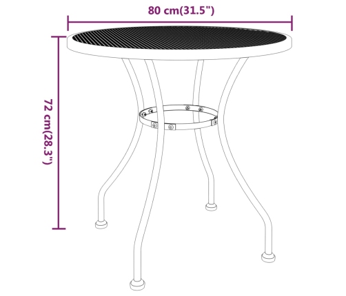 Mesa de jardín malla metálica expandida antracita Ø80x72 cm