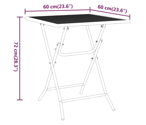 Mesa de jardín malla metálica expandida antracita 60x60x72 cm