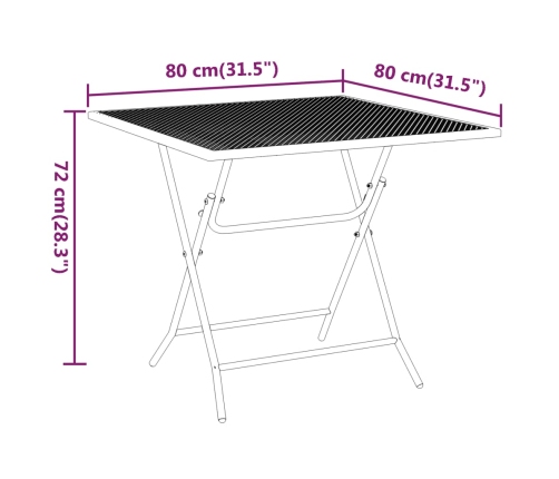 Mesa de jardín malla metálica expandida antracita 80x80x72 cm