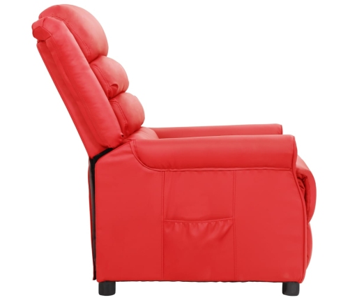 Sillón reclinable de cuero sintético rojo