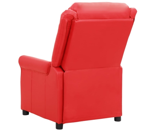 Sillón reclinable de cuero sintético rojo