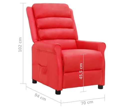 Sillón reclinable de cuero sintético rojo