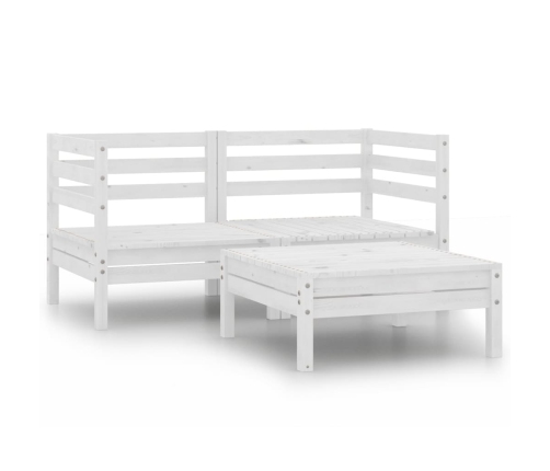 Juego de muebles de jardín 3 pzas madera maciza de pino blanco