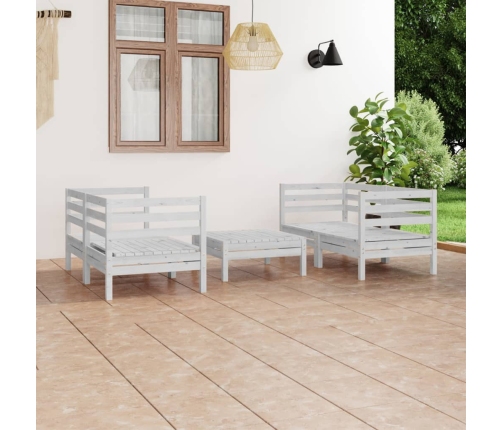 Juego de muebles de jardín 5 pzas madera maciza de pino blanco