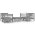 Juego de muebles de jardín 5 piezas madera maciza de pino gris