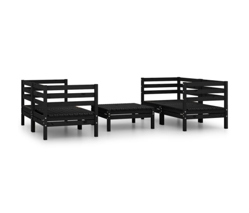 Juego de muebles de jardín 5 pzas madera de pino maciza negro
