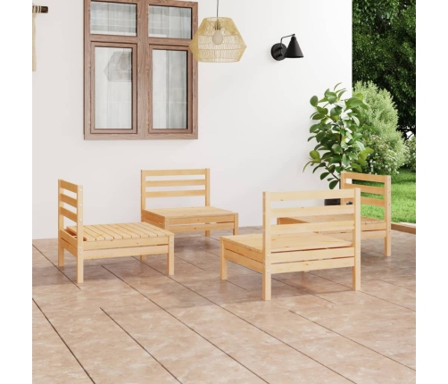 Juego de muebles de jardín 4 piezas madera de pino maciza