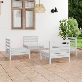 Juego de muebles de jardín 4 pzas madera maciza de pino blanco