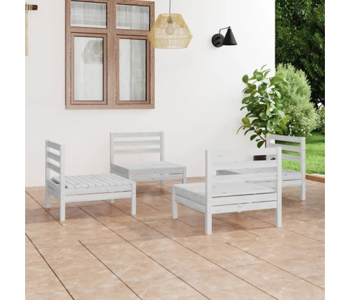Juego de muebles de jardín 4 pzas madera maciza de pino blanco