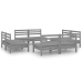 Juego de muebles de jardín 8 piezas madera de pino maciza gris