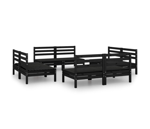 Juego de muebles de jardín 8 pzas madera maciza de pino negro