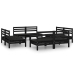 Juego de muebles de jardín 8 pzas madera maciza de pino negro