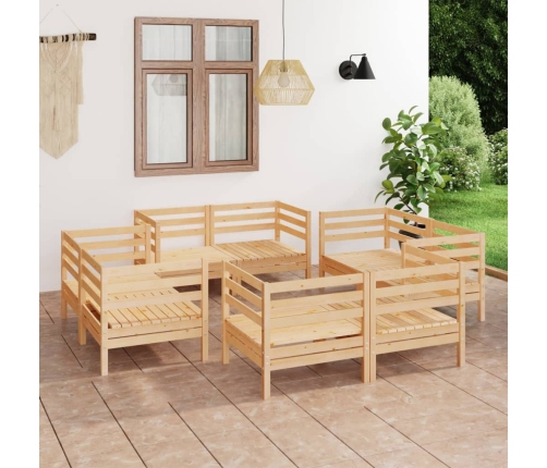 Juego de muebles de jardín 8 piezas madera maciza de pino