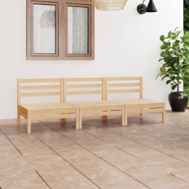 Juego de muebles de jardín 3 piezas madera maciza de pino