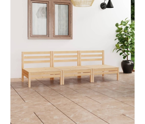 Juego de muebles de jardín 3 piezas madera maciza de pino