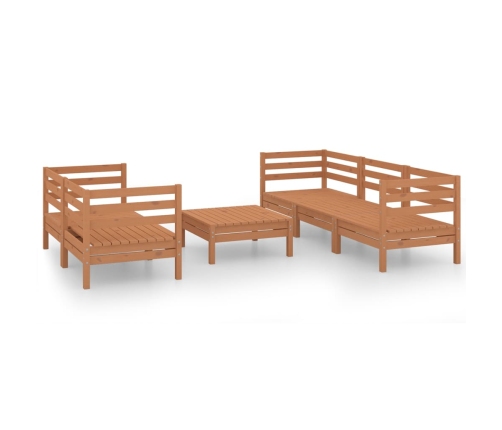 Juego muebles de jardín 6 pzas madera maciza pino marrón miel