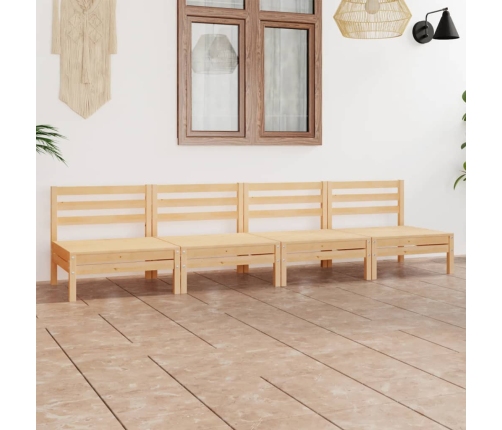 Juego de muebles de jardín 4 piezas madera maciza de pino