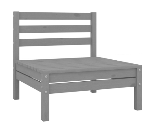 Juego de muebles de jardín 5 piezas madera maciza de pino gris