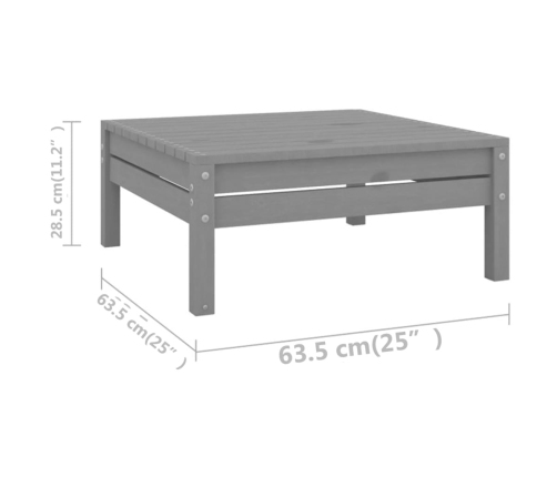 Juego de muebles de jardín 5 piezas madera maciza de pino gris