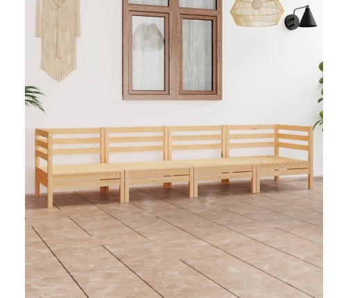 Juego de muebles de jardín 4 piezas madera maciza de pino