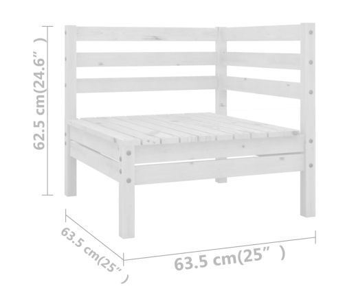 Juego de muebles de jardín 8 pzas madera maciza de pino blanco