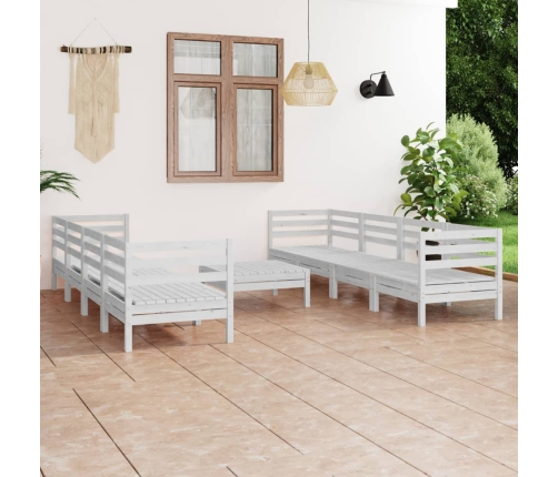 Juego de muebles de jardín 9 piezas madera maciza pino blanco