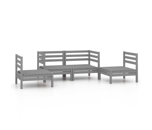 Juego de muebles de jardín 4 piezas madera maciza de pino gris