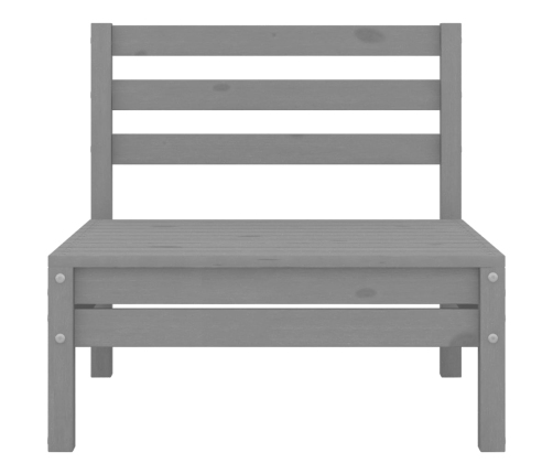 Juego de muebles de jardín 6 piezas madera maciza de pino gris