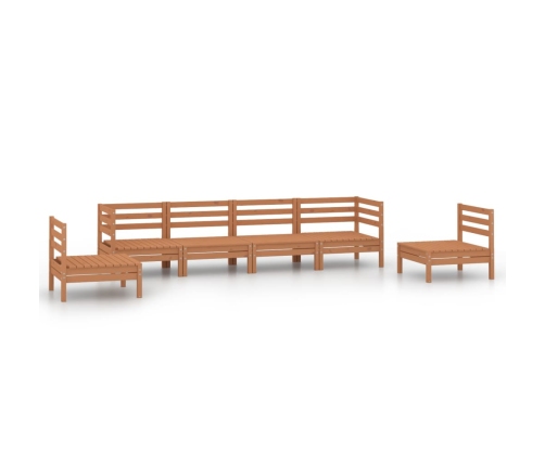 Juego muebles de jardín 6 pzas madera maciza pino marrón miel