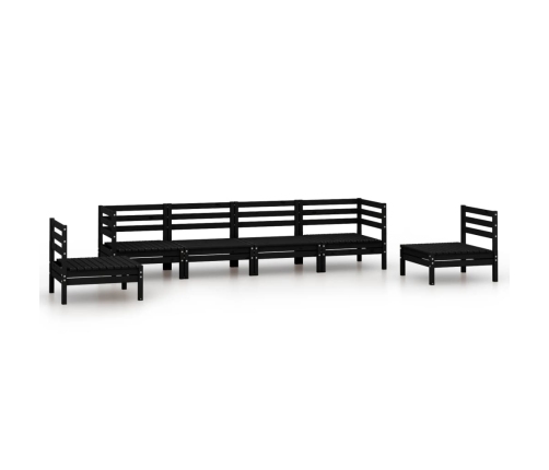 Juego de muebles de jardín 6 pzas madera de pino maciza negro