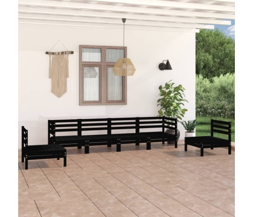 Juego de muebles de jardín 6 pzas madera de pino maciza negro