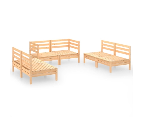 Juego de muebles de jardín 6 piezas madera maciza de pino