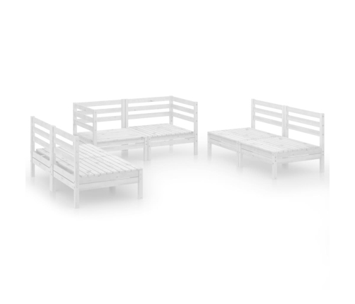 Juego de muebles de jardín 6 piezas madera maciza pino blanco