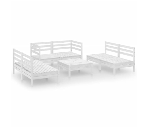 Juego de muebles de jardín 7 piezas madera maciza pino blanco