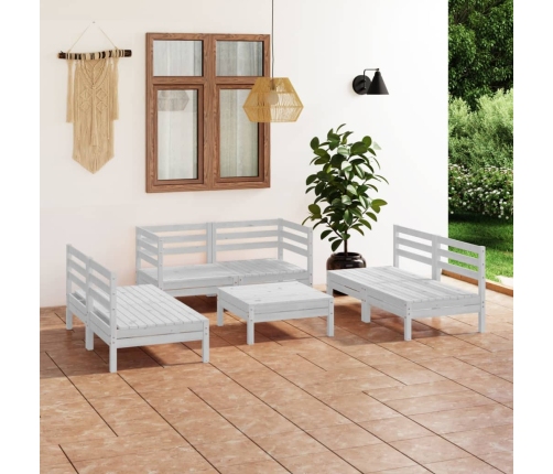 Juego de muebles de jardín 7 piezas madera maciza pino blanco
