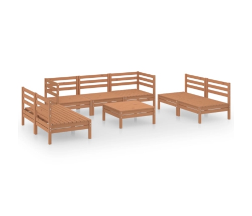 Juego muebles de jardín 8 pzas madera maciza pino marrón miel