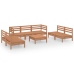 Juego muebles de jardín 8 pzas madera maciza pino marrón miel