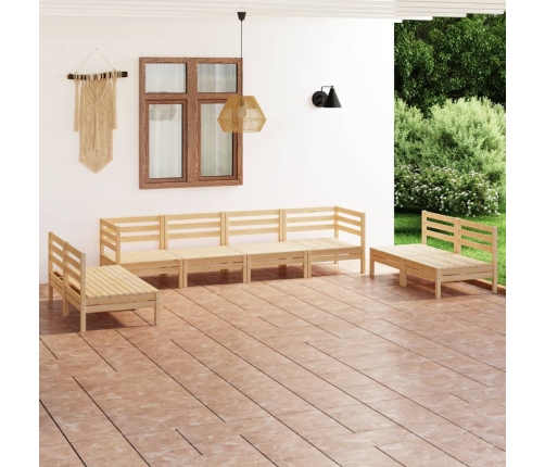 Juego de muebles de jardín 8 piezas madera maciza de pino