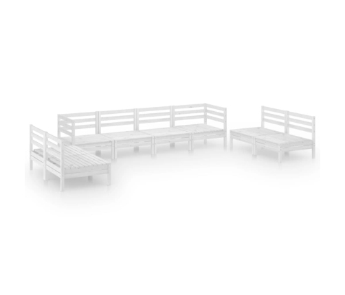 Juego de muebles de jardín 8 piezas madera maciza pino blanco