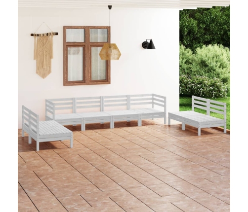 Juego de muebles de jardín 8 piezas madera maciza pino blanco