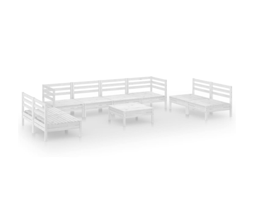 Juego de muebles de jardín 9 piezas madera maciza pino blanco
